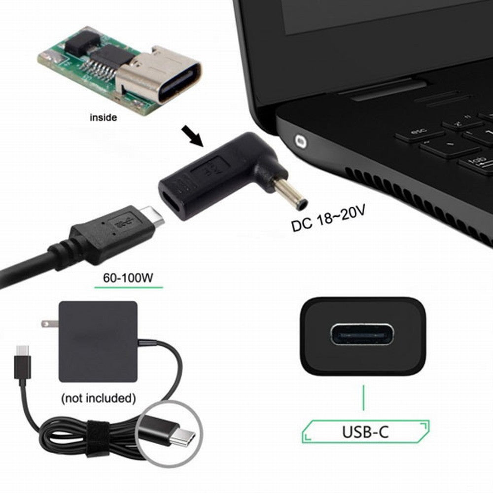 Chenyang USB 3.1 Type C USB-C to DC 4.5*3.0mm Dell Adapter PD Emulator Trigger 90 Degree Angled UC-112-4530DE