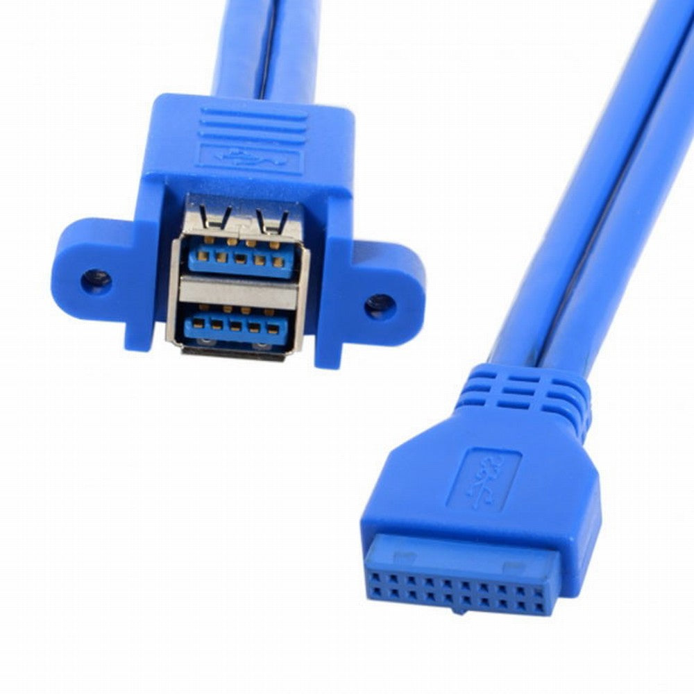 Chenyang Stackable USB 3.0 Female Panel Type to Motherboard 20Pin Header Cable Dual Ports 50cm U3-021