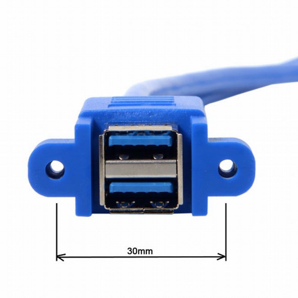 Chenyang Stackable USB 3.0 Female Panel Type to Motherboard 20Pin Header Cable Dual Ports 50cm U3-021