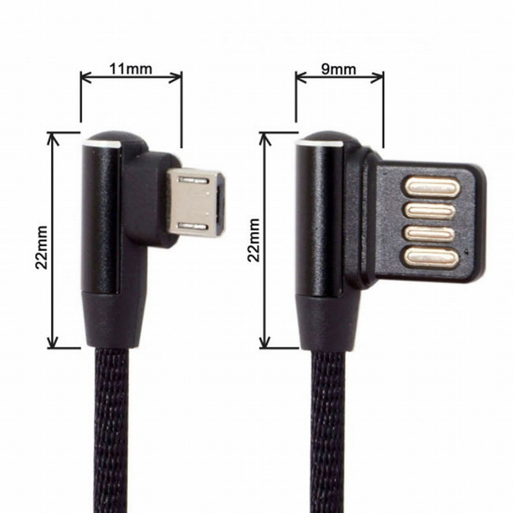 Chenyang Micro USB 5Pin to Left Right Angled 90 Degree USB 2.0 Data Cable with Sleeve for Tablet Phone 15cm U2-114