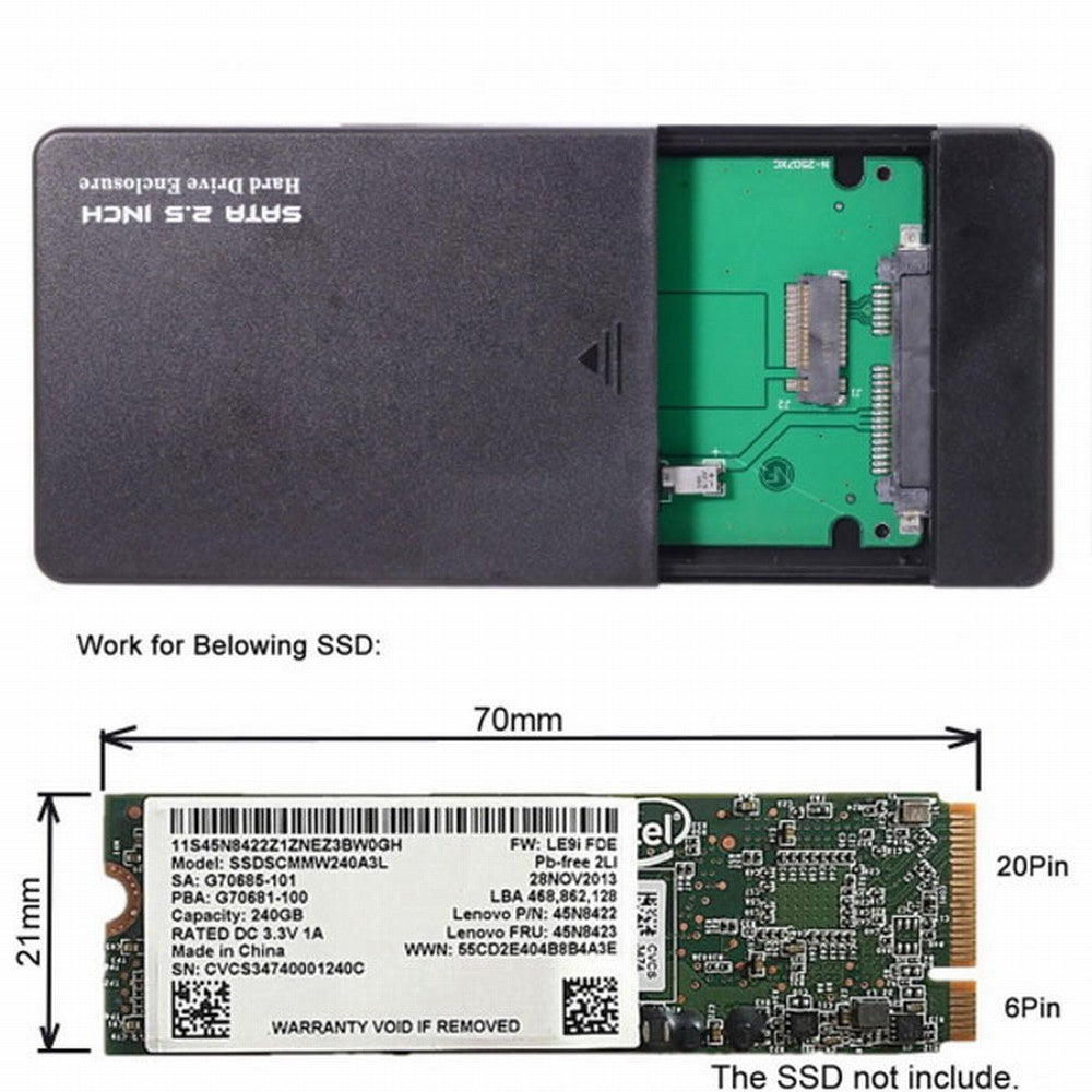 Chenyang USB-C Type-C to 20+6Pin Thinkpad X1 Carbon SATA SSD Hard Disk Case Enclosure UC-122