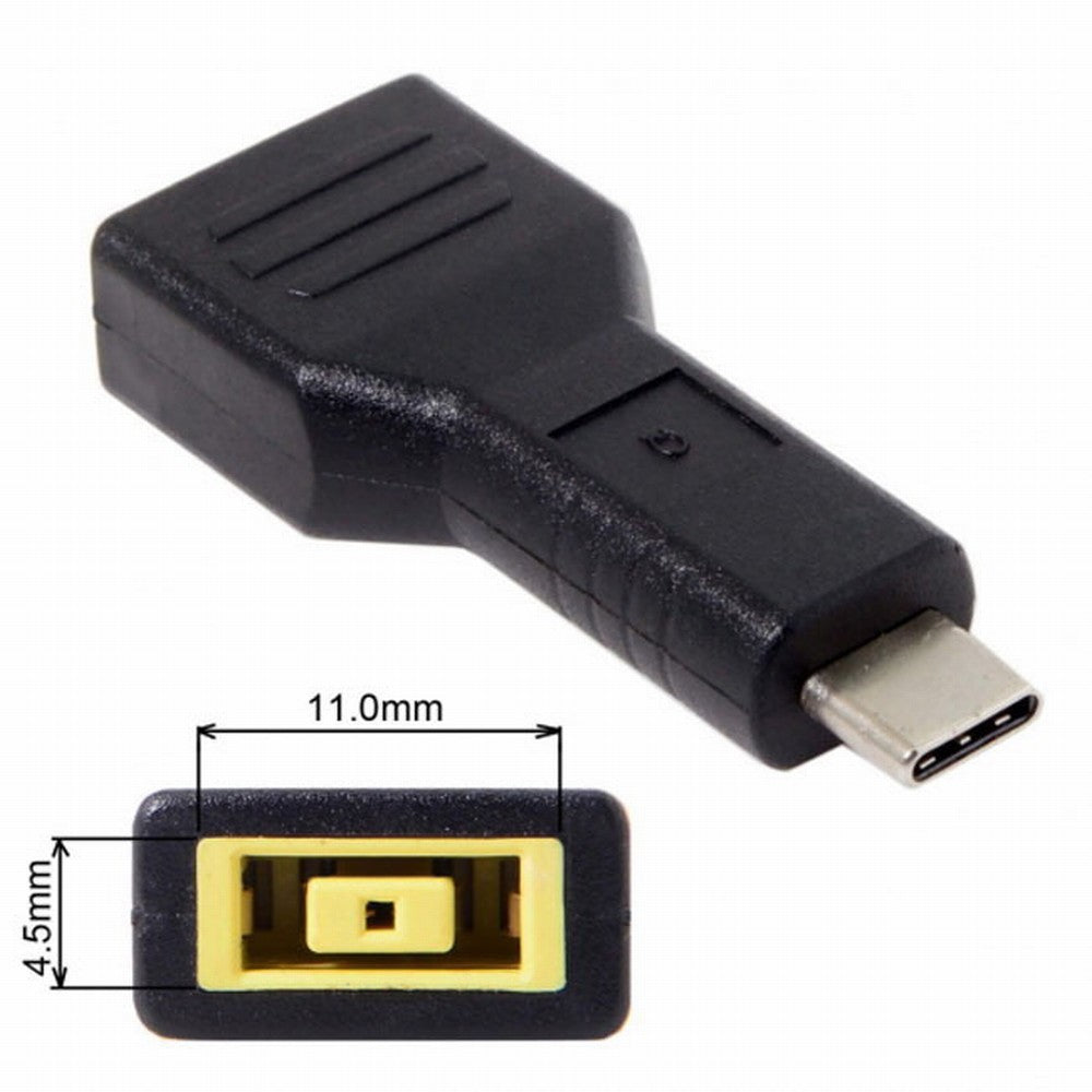 Chenyang Rectangle Jack Lenovo Input to USB-C Type-C Power Plug Charge Adapter for Laptop Phone UC-211-BK-1145MM