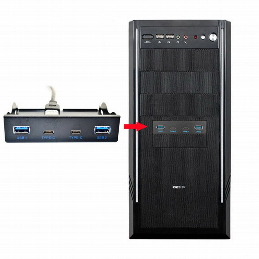 Chenyang USB-C USB 3.0 HUB 4 Ports Front Panel to Motherboard 20Pin Connector Cable for 3.5" Floppy Bay UC-119