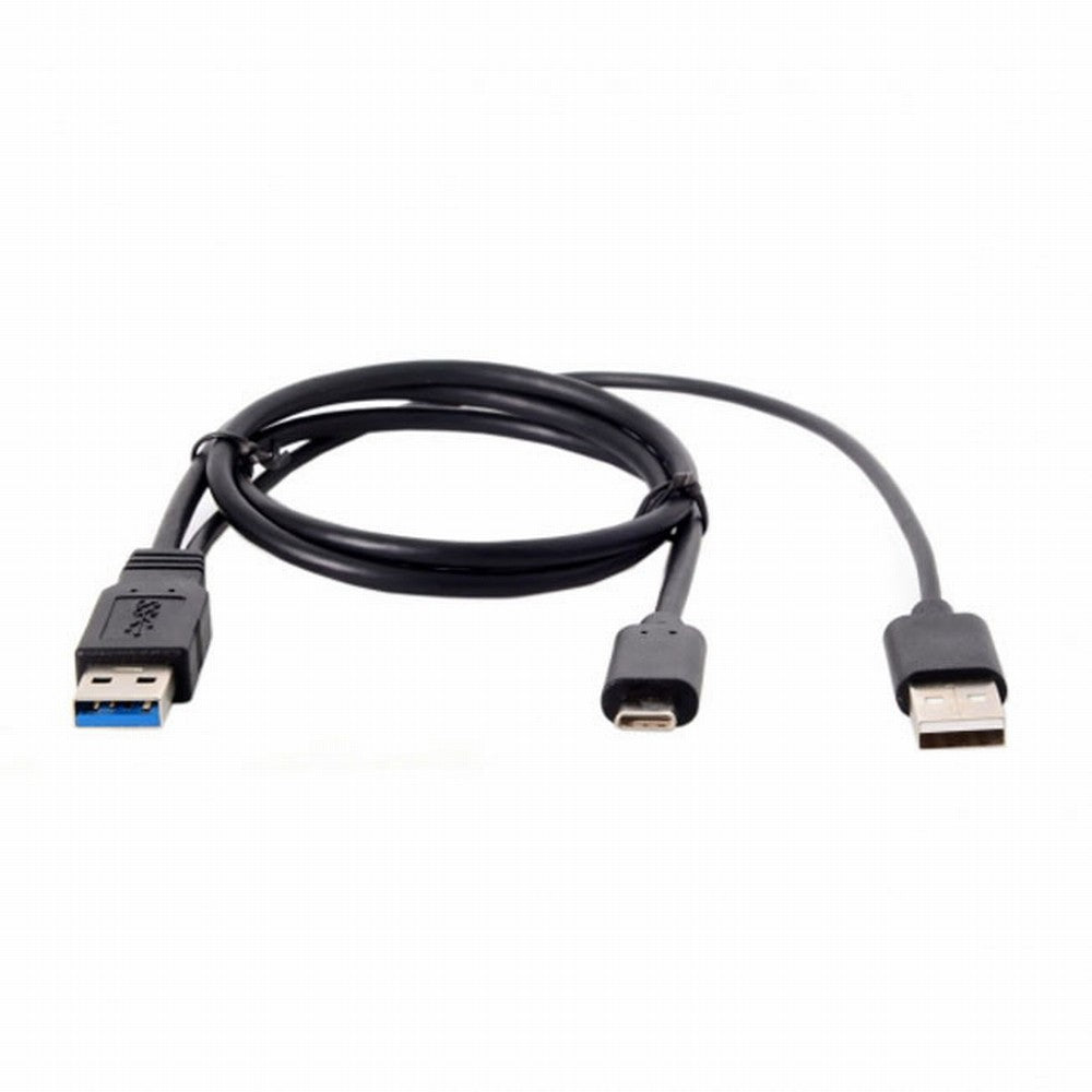 Chenyang Type-C USB-C to USB 3.0 Male USB 2.0 Dual Power Data Y Cable for Laptop Hard Disk UC-125