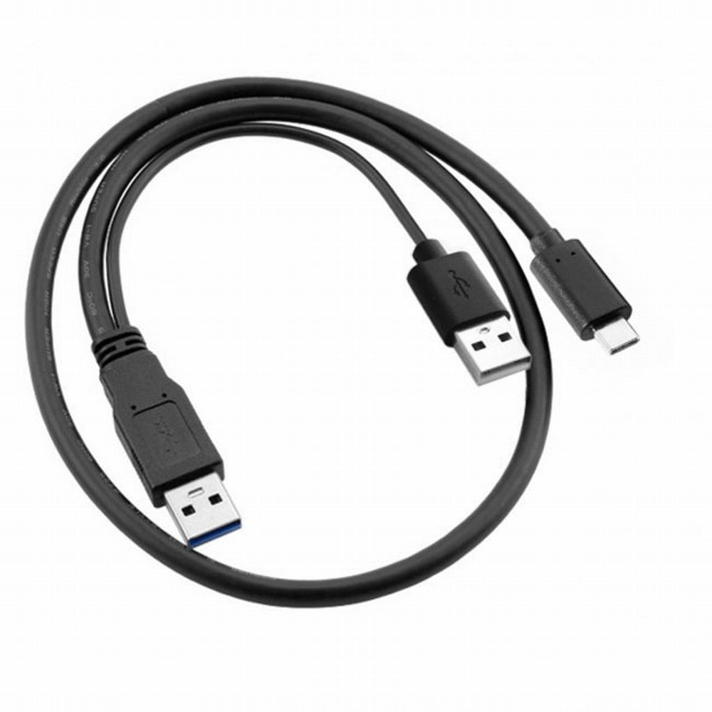 Chenyang Type-C USB-C to USB 3.0 Male USB 2.0 Dual Power Data Y Cable for Laptop Hard Disk UC-125