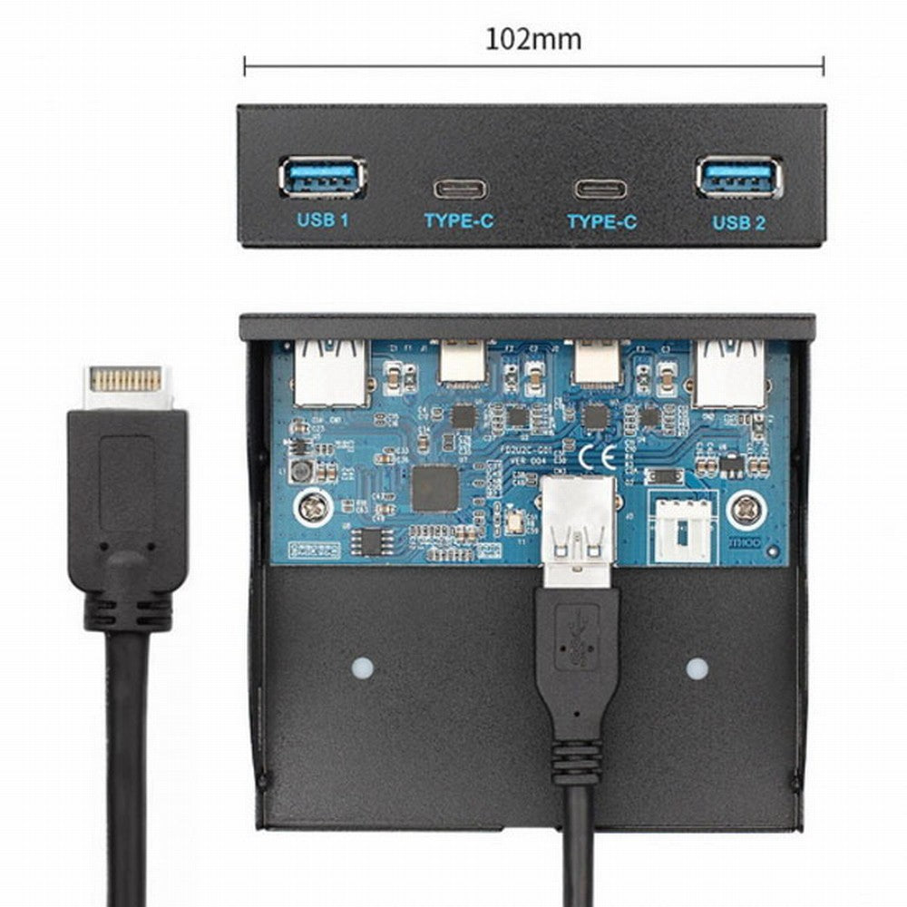 Chenyang USB 3.1 Front Panel Header to USB-C USB 3.0 HUB 4 Ports Front Panel Motherboard Cable for 3.5" Floppy Bay UC-126