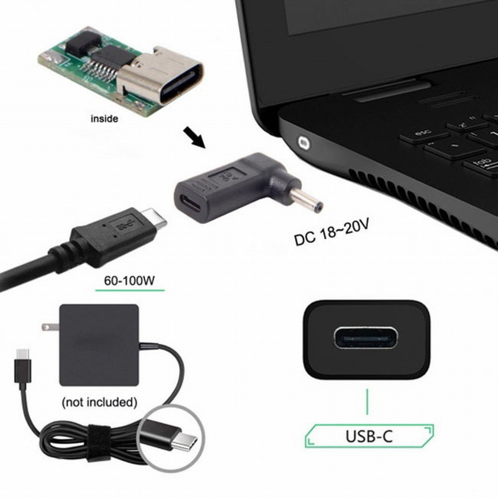 Chenyang USB 3.1 Type C USB-C to DC 19V 4.0*1.3mm Adapter PD Emulator Trigger 90 Degree Angled UC-112-4013MM