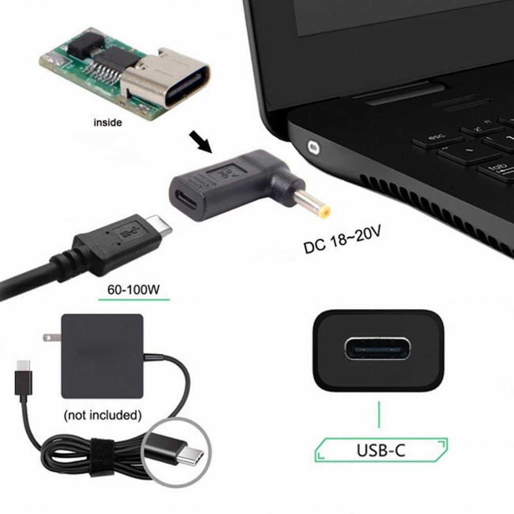 Chenyang USB 3.1 Type C USB-C to DC 19V 4.0*1.7mm Adapter PD Emulator Trigger 90 Degree Angled UC-112-4017MM