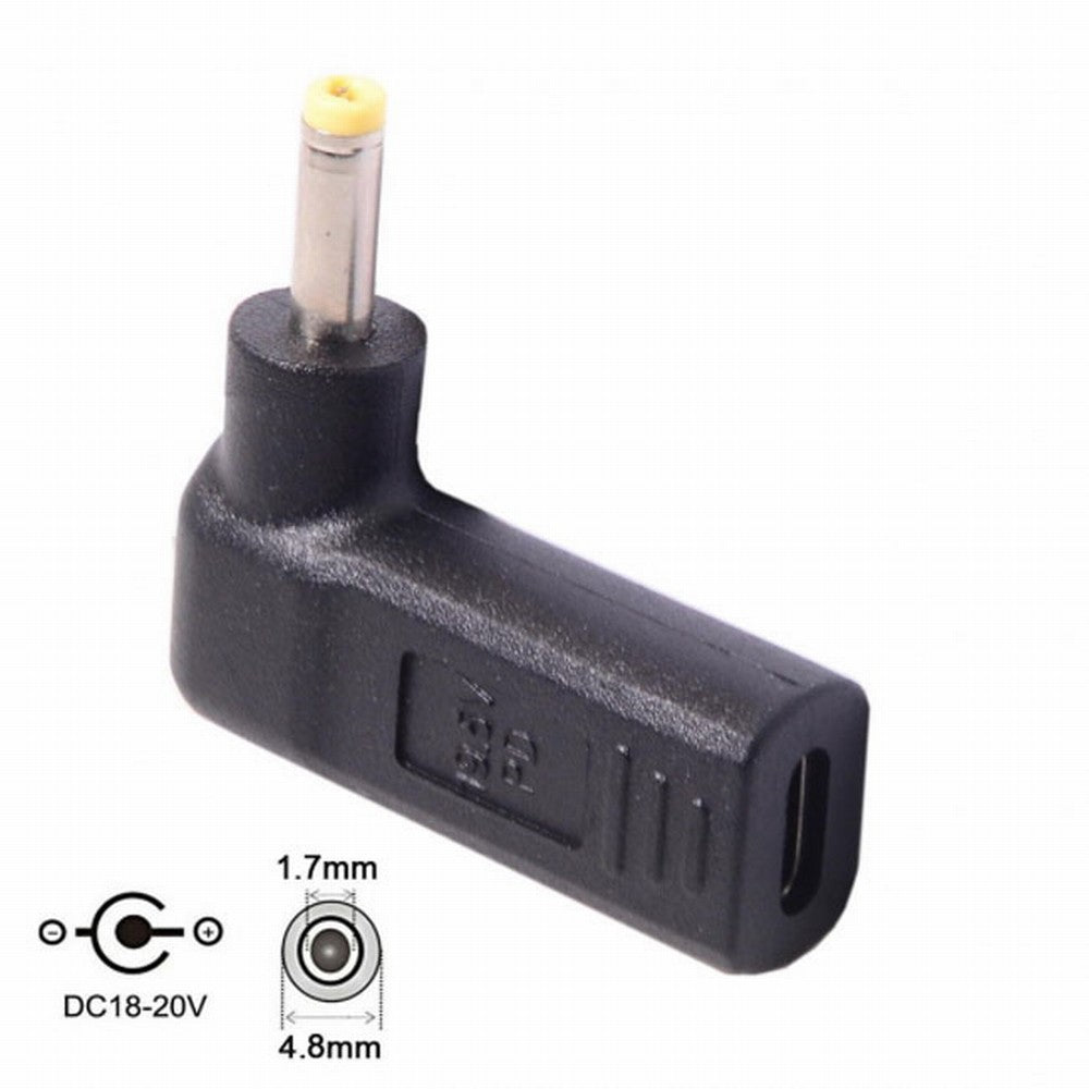 Chenyang USB 3.1 Type C USB-C to DC 19V 4.8*1.7mm Adapter PD Emulator Trigger 90 Degree Angled Yellow UC-112-4817MM