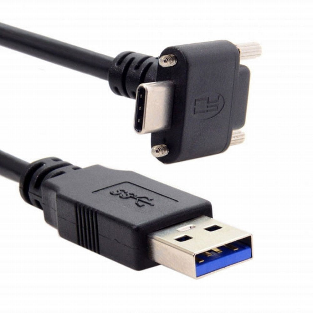 Chenyang Down Up Angled USB 3.1 Type-C Dual Screw Locking to Standard USB3.0 Data Cable 90 Degree for Camera CC-UC-128