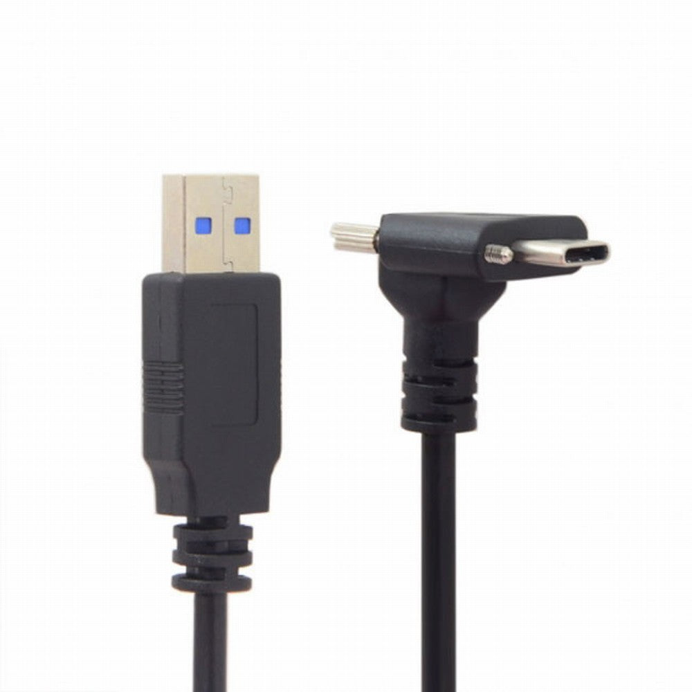 Chenyang Down Up Angled USB 3.1 Type-C Dual Screw Locking to Standard USB3.0 Data Cable 90 Degree for Camera CC-UC-128