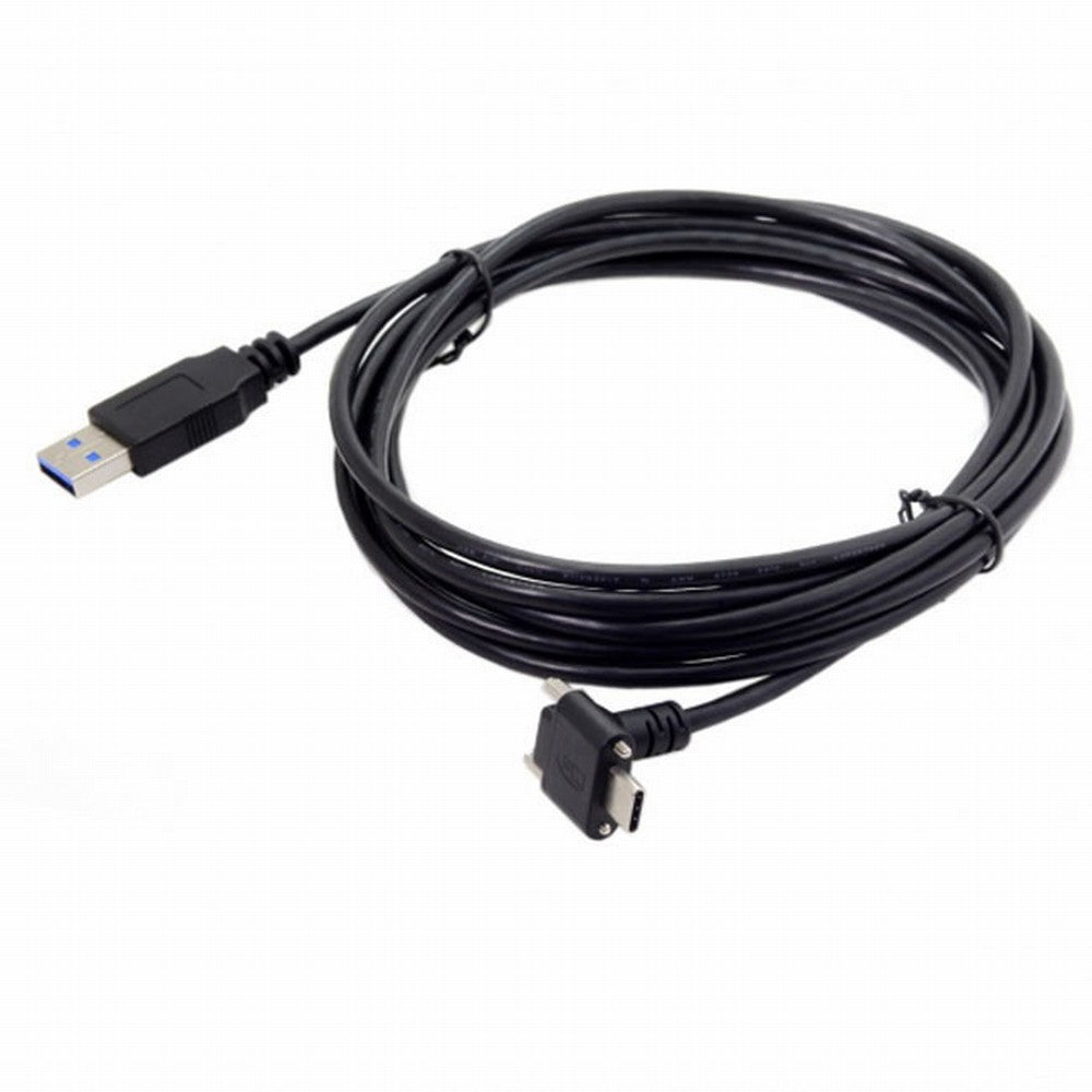 Chenyang Down Up Angled USB 3.1 Type-C Dual Screw Locking to Standard USB3.0 Data Cable 90 Degree for Camera CC-UC-128