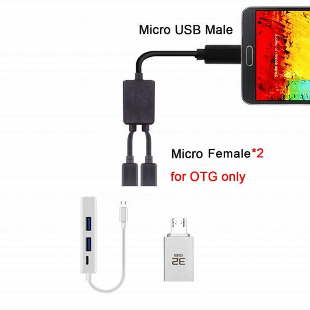 Chenyang Micro USB to Dual Ports Micro USB Female Hub Cable For Laptop PC Mouse Flash Disk U2-127