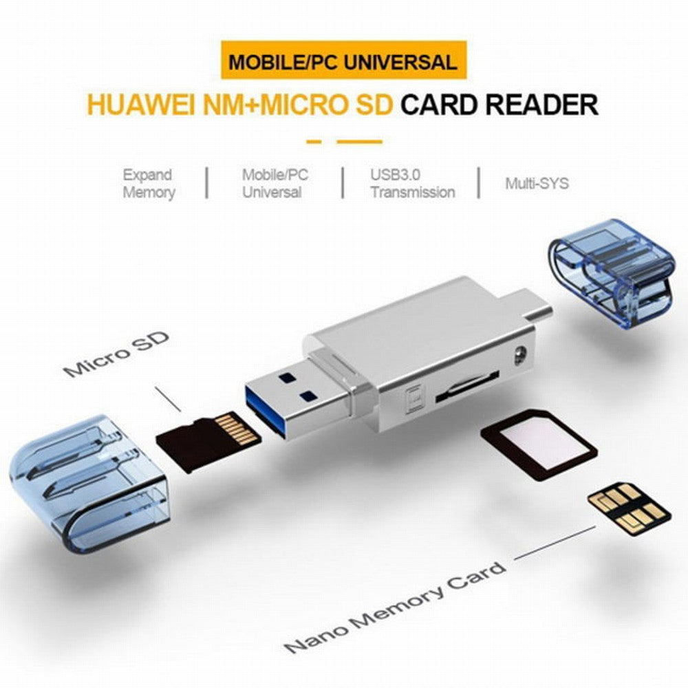 Chenyang USB-C Type C / USB 2.0 to NM Nano Memory Card TF Micro SD Card Reader for Huawei Cell Phone Laptop UC-061