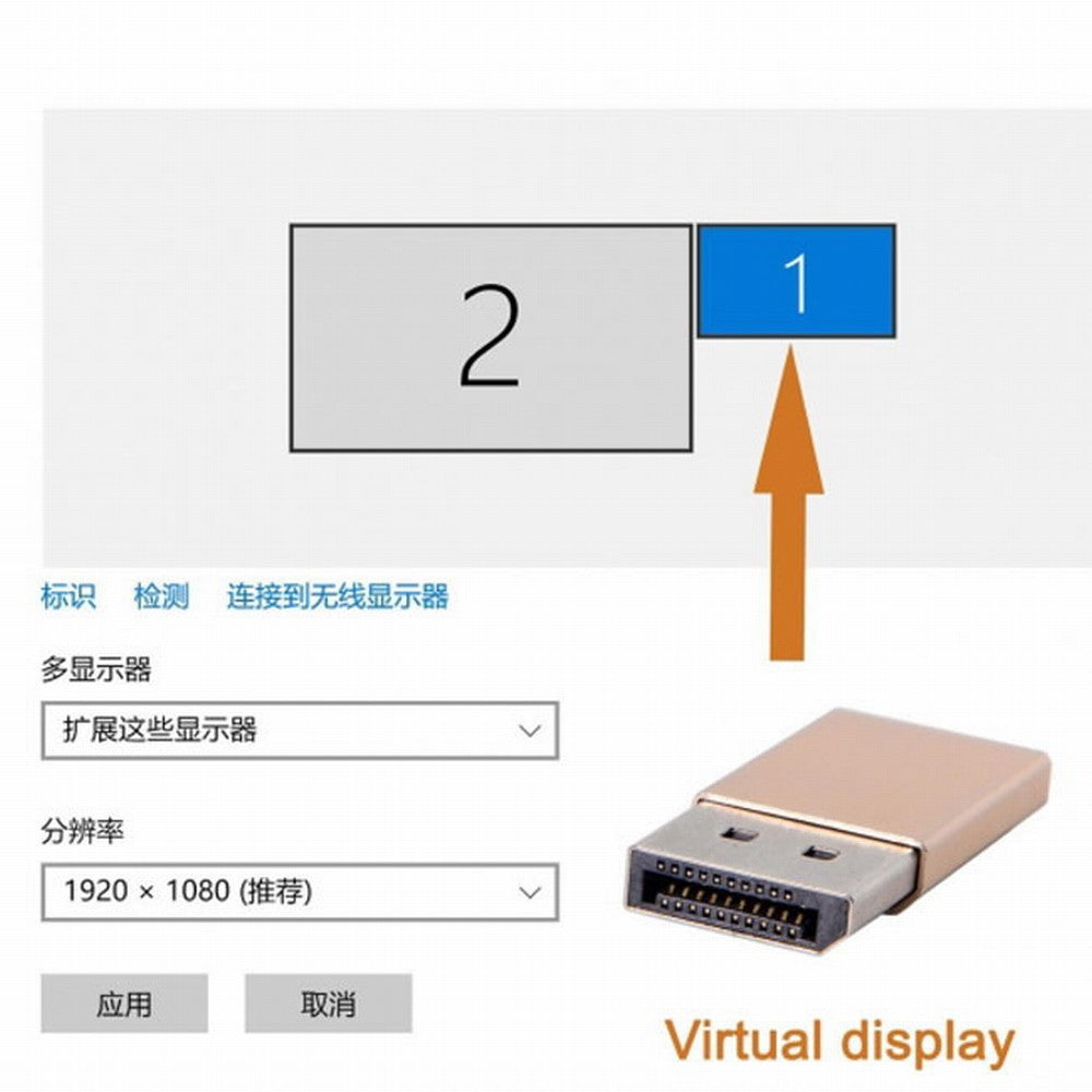 Chenyang CY DP Virtual Display Adapter Displayport Dummy Plug Headless Ghost Emulator 2560x1600p@60Hz DP-062