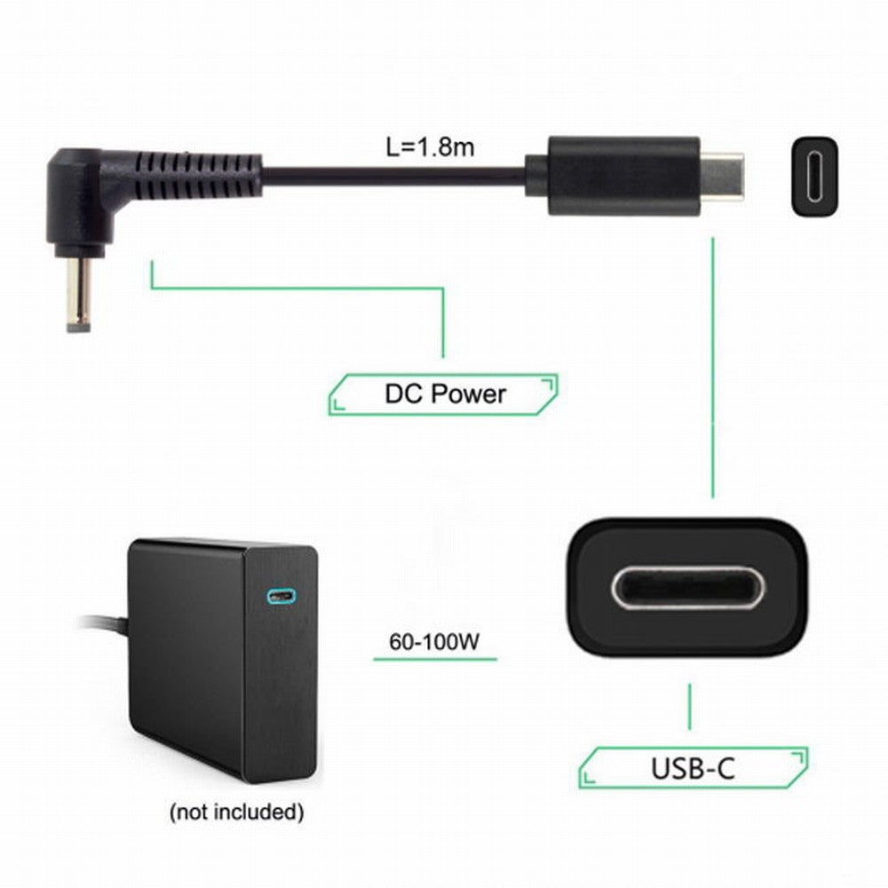 Chenyang Type C USB-C Input to DC 4.0*1.3mm Power PD Charge Angled Cable for Laptop 18-20V UC-106-4013MM