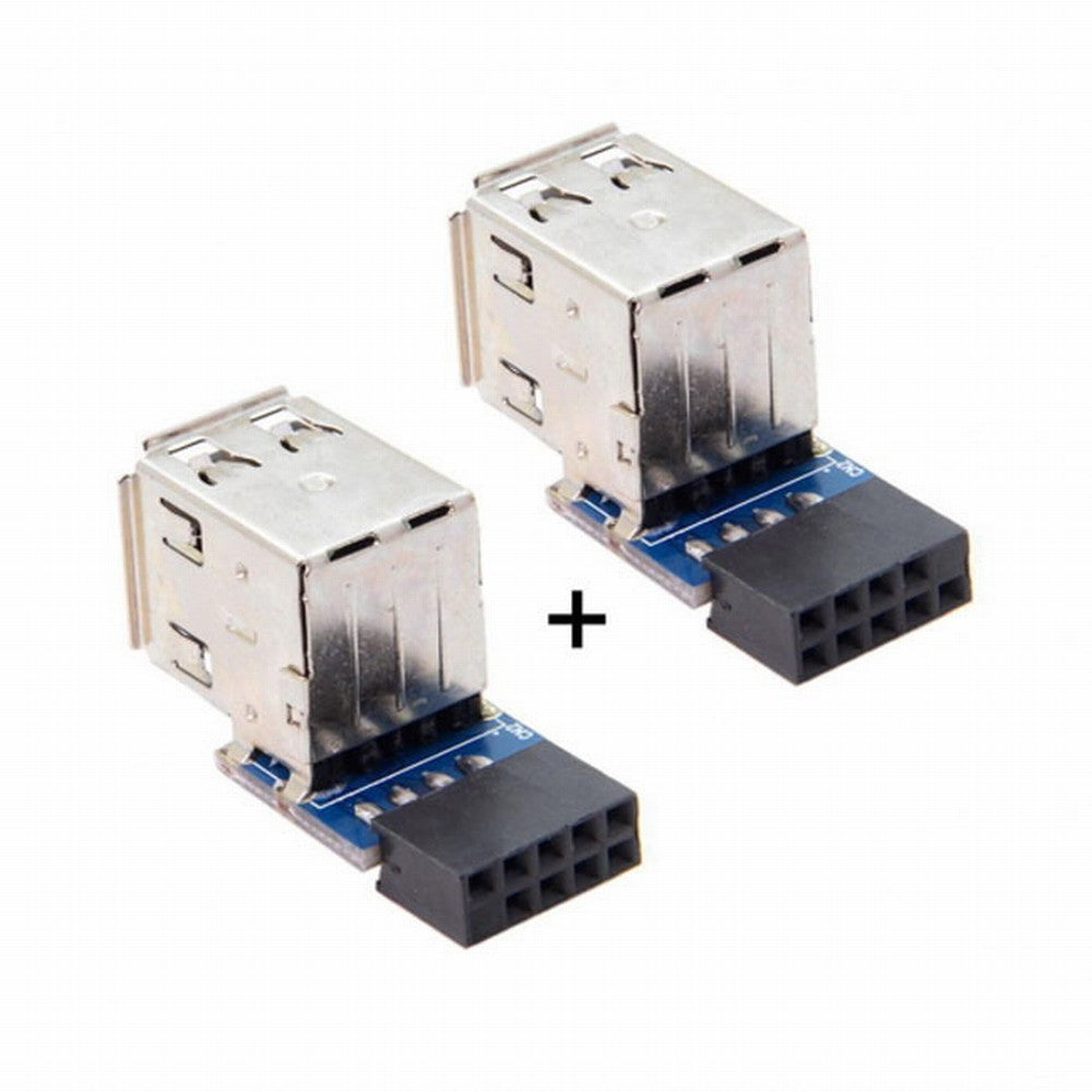 Chenyang 2pcs 9Pin/10Pin Motherboard Female Header to Dual USB 2.0 Female Adapter Vertical Type U2-029-AF001