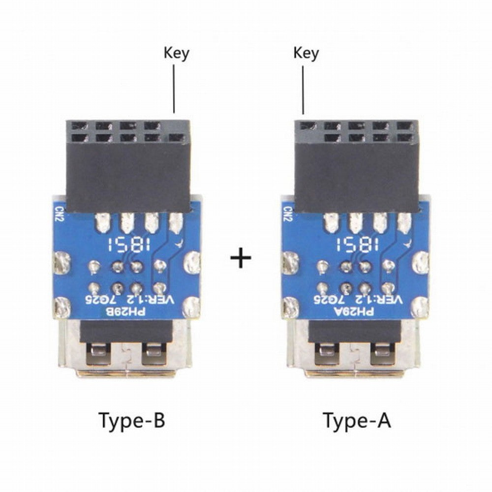 Chenyang 2pcs 9Pin/10Pin Motherboard Female Header to Dual USB 2.0 Female Adapter Vertical Type U2-029-AF001