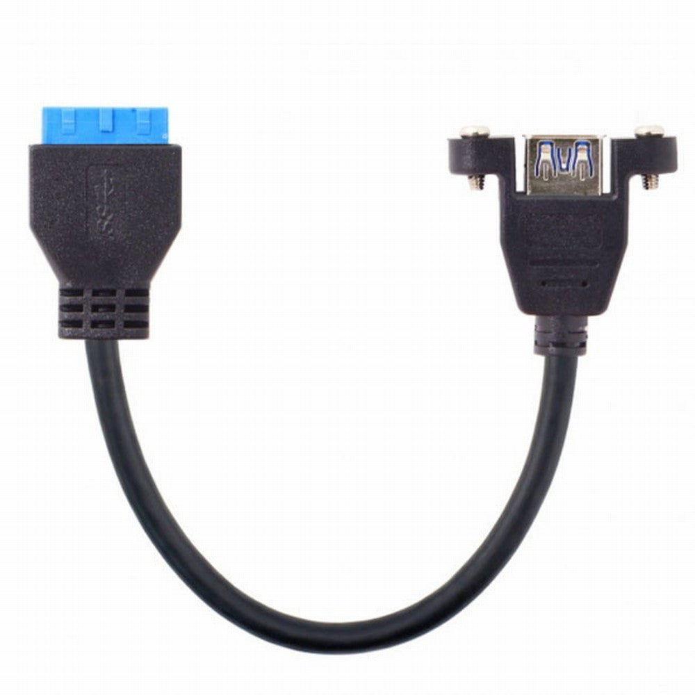 Chenyang USB 3.0 Single Port A Female Screw Mount Type to Motherboard 20pin Header Cable 25cm U3-005-BK