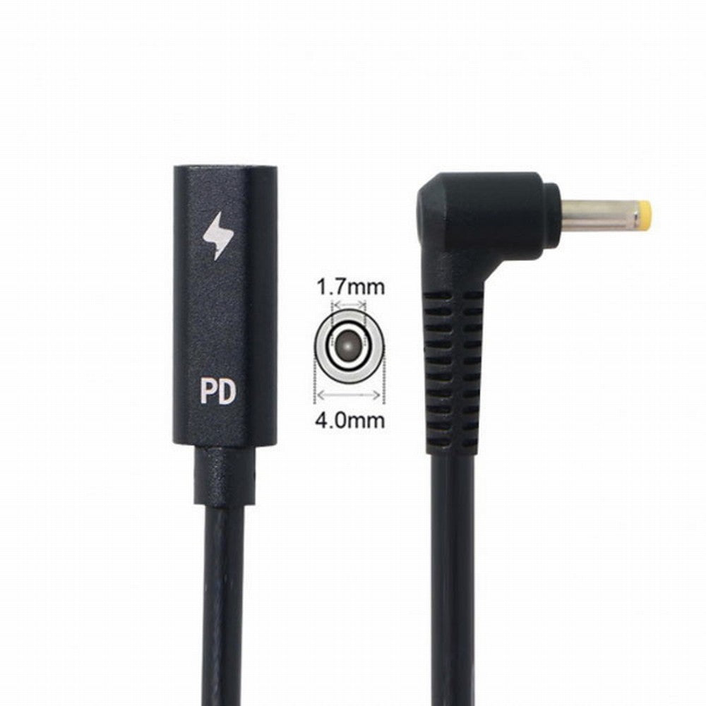 Chenyang Type C USB-C Female Input to DC 4.0*1.7mm Power PD Charge Cable fit for Laptop 18-20V UC-109-4017MM