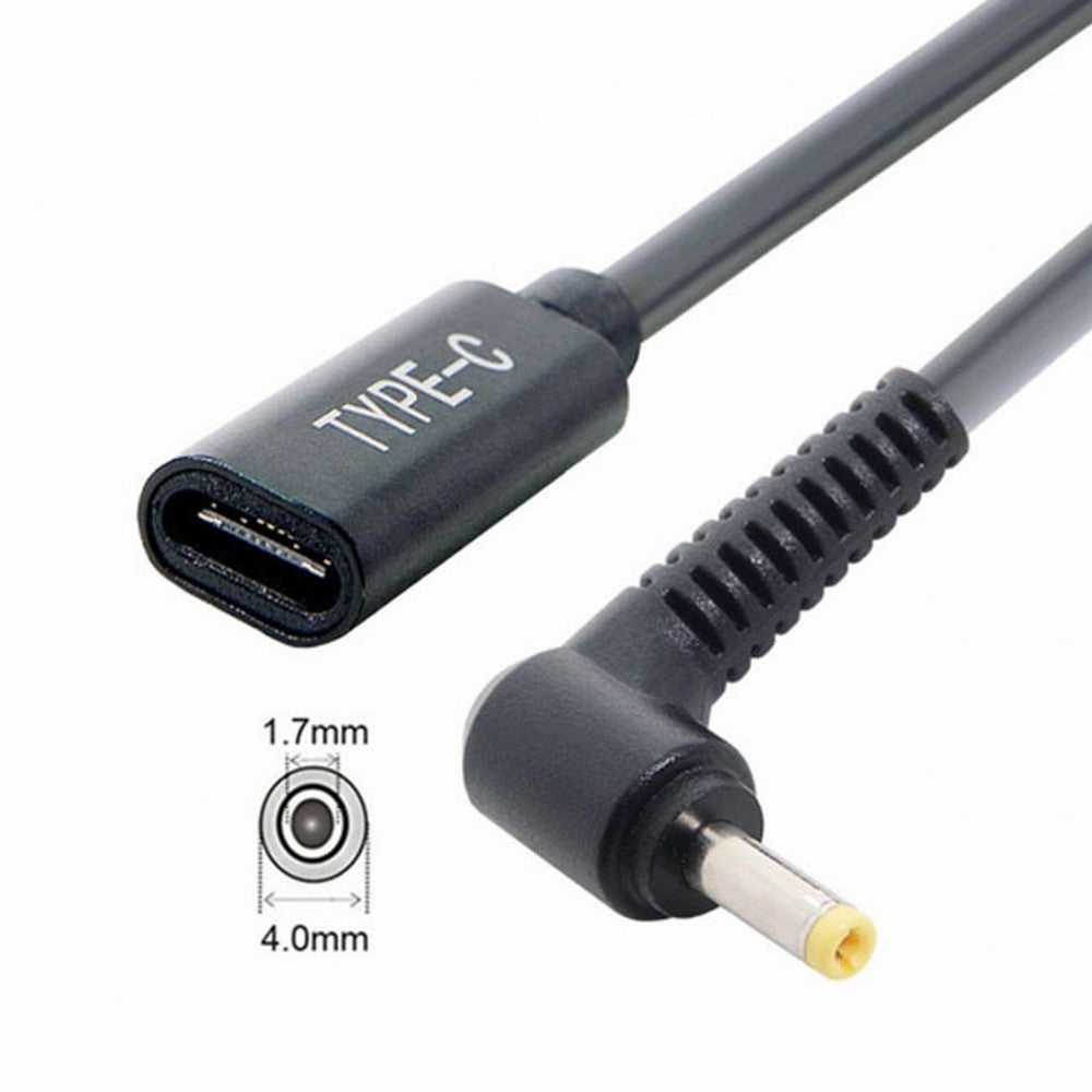 Chenyang Type C USB-C Female Input to DC 4.0*1.7mm Power PD Charge Cable fit for Laptop 18-20V UC-109-4017MM