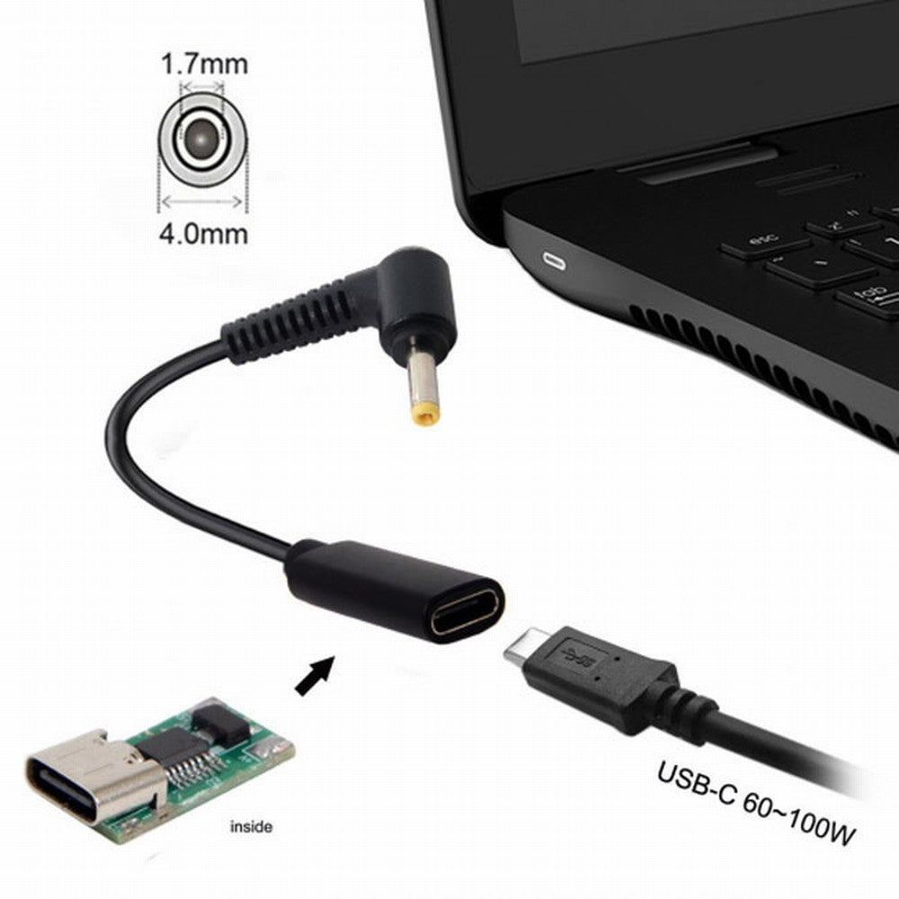 Chenyang Type C USB-C Female Input to DC 4.0*1.7mm Power PD Charge Cable fit for Laptop 18-20V UC-109-4017MM