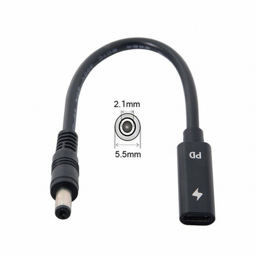 Chenyang Type C USB-C Female Input to DC 5.5*2.1mm Power PD Charge Cable fit for Laptop 18-20V UC-109-5521MM