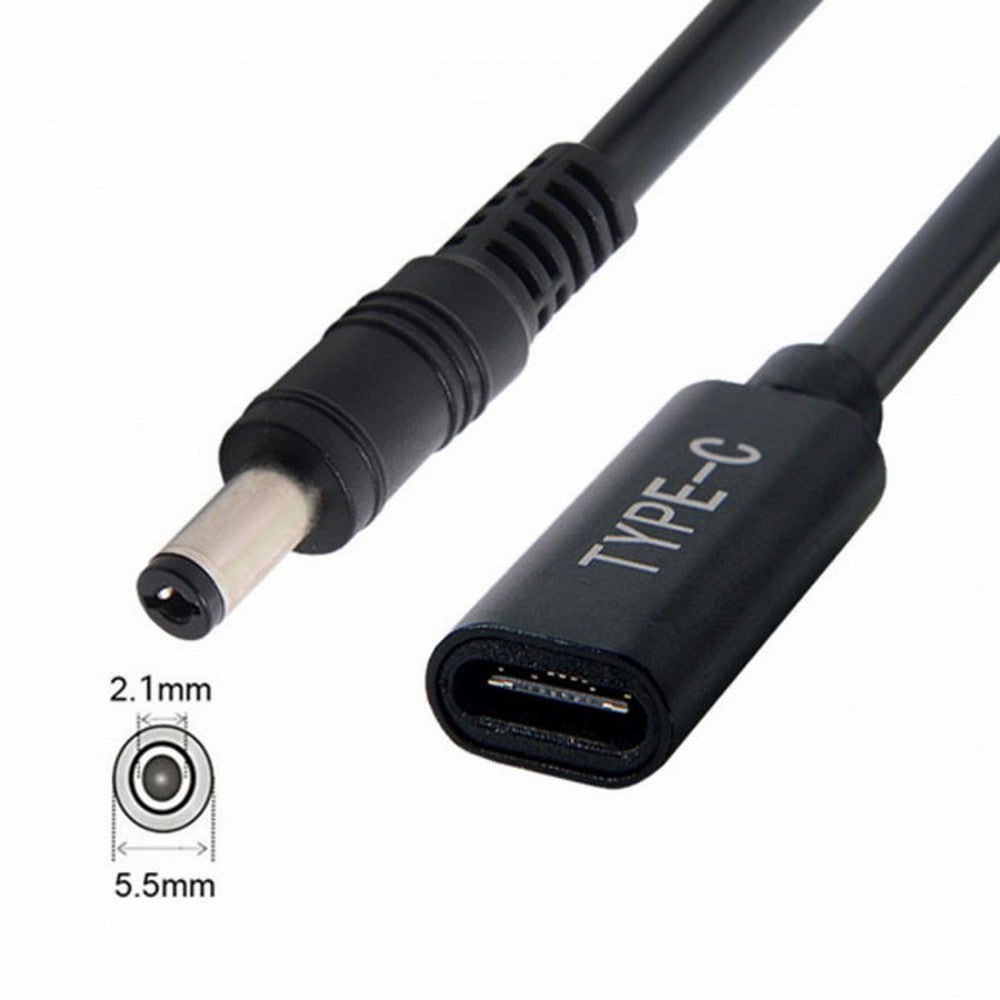 Chenyang Type C USB-C Female Input to DC 5.5*2.1mm Power PD Charge Cable fit for Laptop 18-20V UC-109-5521MM