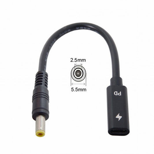 Chenyang Type C USB-C Female Input to DC 5.5*2.5mm Power PD Charge Cable fit for Laptop 18-20V UC-109-5525MM