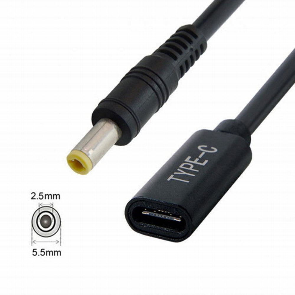 Chenyang Type C USB-C Female Input to DC 5.5*2.5mm Power PD Charge Cable fit for Laptop 18-20V UC-109-5525MM