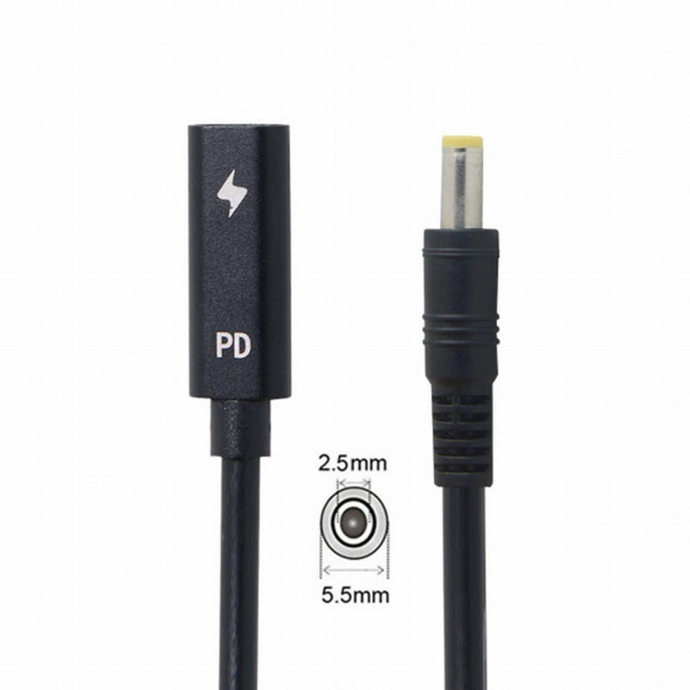 Chenyang Type C USB-C Female Input to DC 5.5*2.5mm Power PD Charge Cable fit for Laptop 18-20V UC-109-5525MM