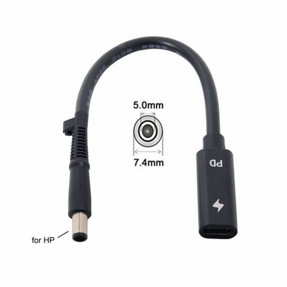 Chenyang Type C USB-C Female Input to DC 7.4*5.0mm Power PD Charge Cable fit for Laptop 18-20V UC-109-7450HP