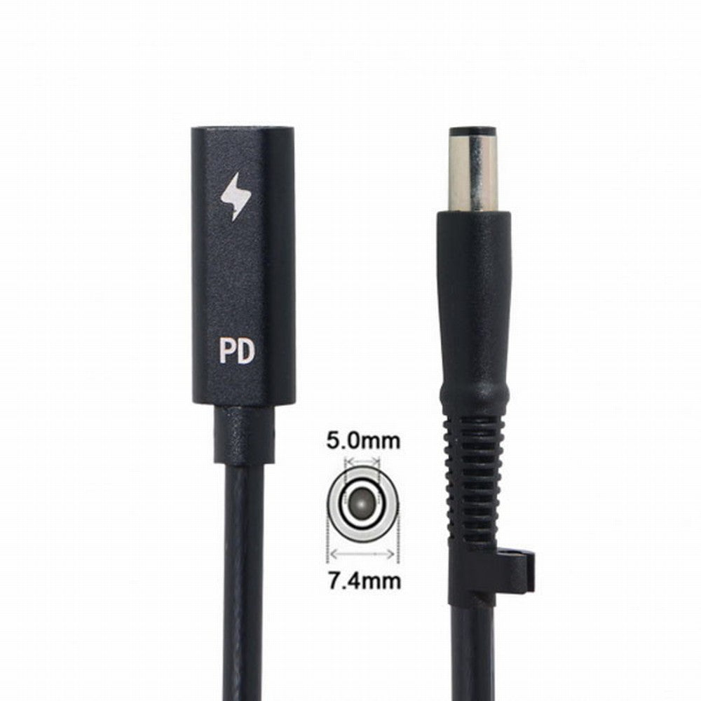 Chenyang Type C USB-C Female Input to DC 7.4*5.0mm Power PD Charge Cable fit for Laptop 18-20V UC-109-7450HP