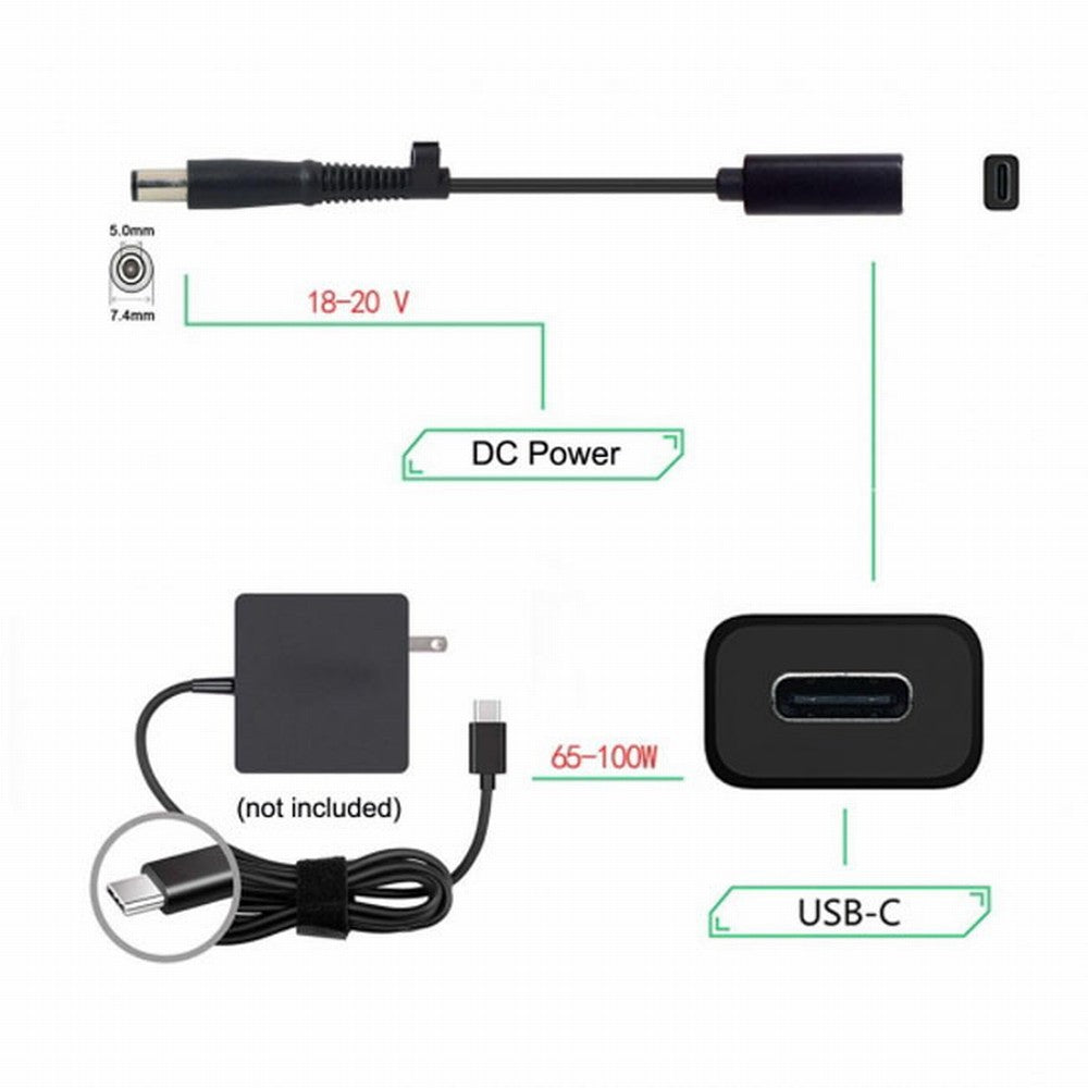 Chenyang Type C USB-C Female Input to DC 7.4*5.0mm Power PD Charge Cable fit for Laptop 18-20V UC-109-7450HP