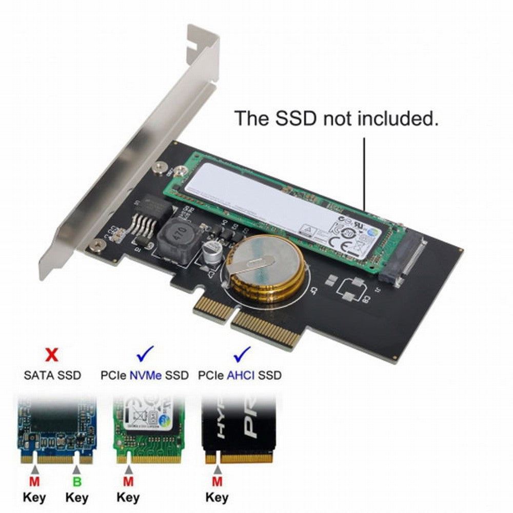 Chenyang PCI-E 3.0 x4 to M.2 NGFF M Key SSD Nvme Card Adapter PCI Express with Power Failure Protection 4.0F Super Capacitor SA-022