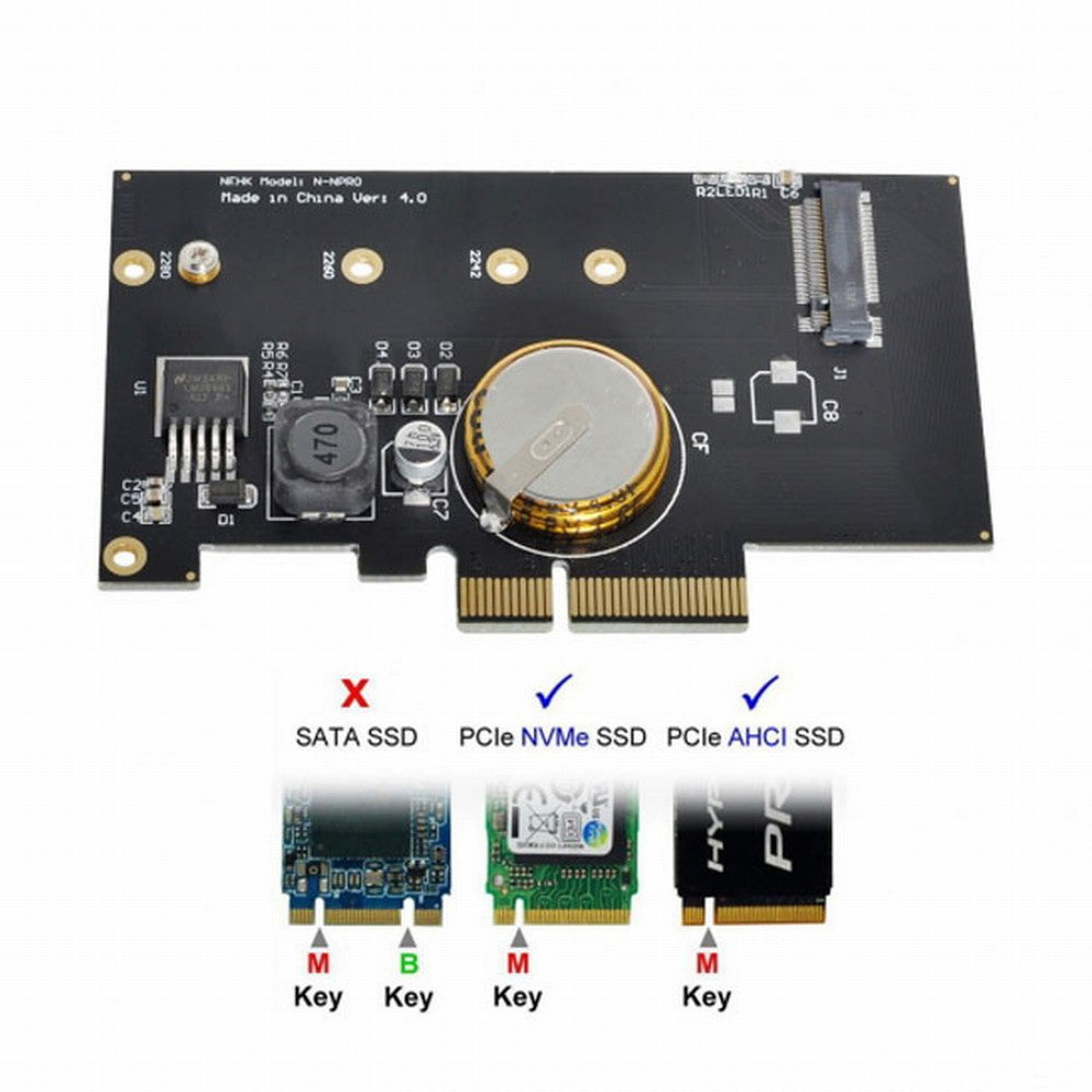 Chenyang PCI-E 3.0 x4 to M.2 NGFF M Key SSD Nvme Card Adapter PCI Express with Power Failure Protection 4.0F Super Capacitor SA-022