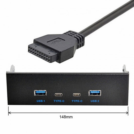 Chenyang USB-C USB 3.0 HUB 4 Ports Front Panel to Motherboard 20Pin Connector Cable for 5.25" CD-ROM Bay U3-081