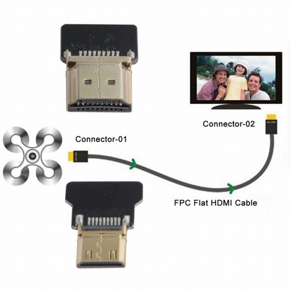 Chenyang CYFPV Mini HDMI Male to HDMI Male FPC Flat Cable 1080P for FPV HDTV Multicopter Aerial Photography CC-HD-190-BK