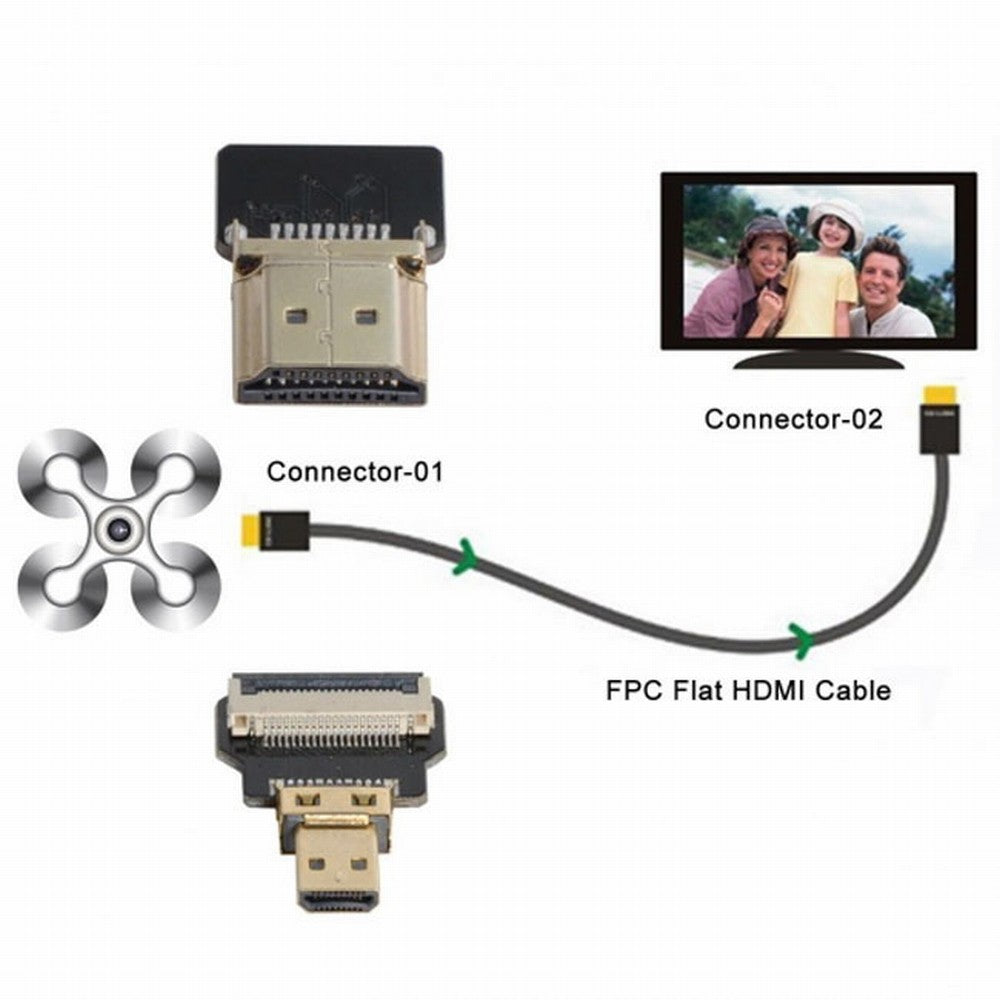 Chenyang CYFPV HDMI Male to Micro HDMI Male Extension FPC Flat Cable 1080P for FPV HDTV Multicopter Aerial Photography CC-HD-194-BK