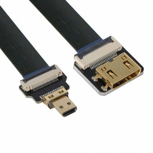 Chenyang CYFPV Mini HDMI Female to Micro HDMI Male Extension FPC Flat Cable 1080P for FPV HDTV Multicopter Aerial Photography CC-HD-204-BK