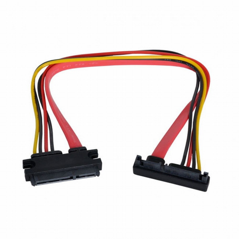 Chenyang Down Angled SATA III 3.0 7+15 22 Pin SATA Male to Female Data Power Extension Cable 30cm SA-065-DN