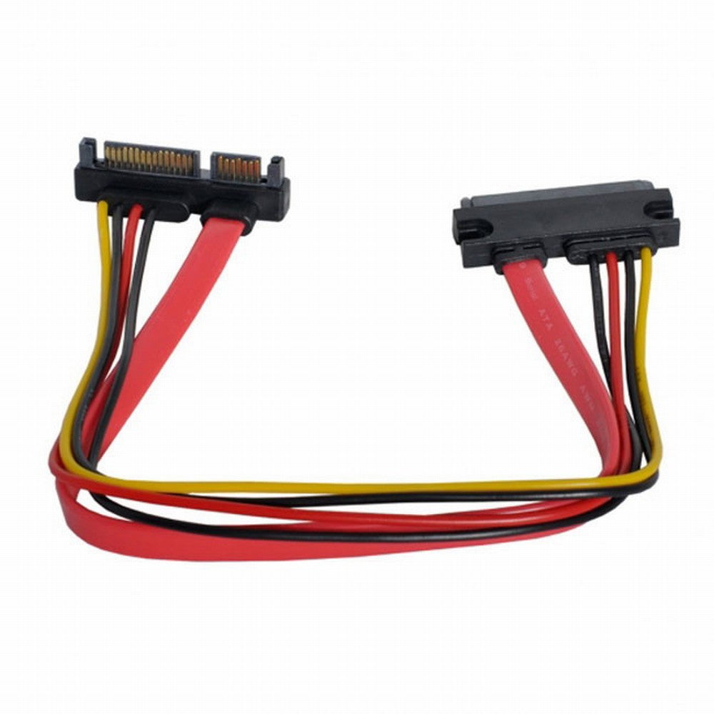 Chenyang Down Angled SATA III 3.0 7+15 22 Pin SATA Male to Female Data Power Extension Cable 30cm SA-065-DN