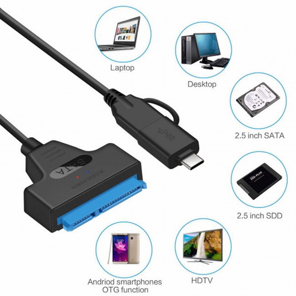 Chenyang Type C USB 3.0 Male to SATA 22 Pin 2.5" Hard disk driver SSD Adapter Cable for Macbook Laptop UC-147