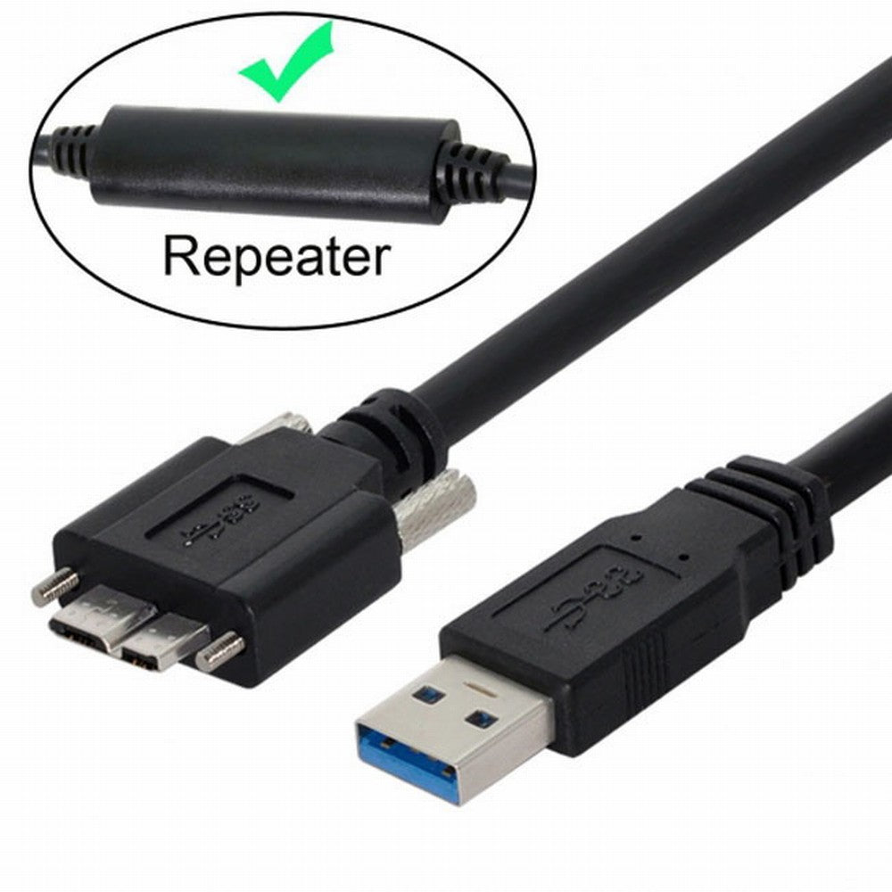 Chenyang 8m USB 3.0 A Type Repeater Cable Male to Micro USB 3.0 B Male with Mount Panel Screws for Camera U3-106-8.0M