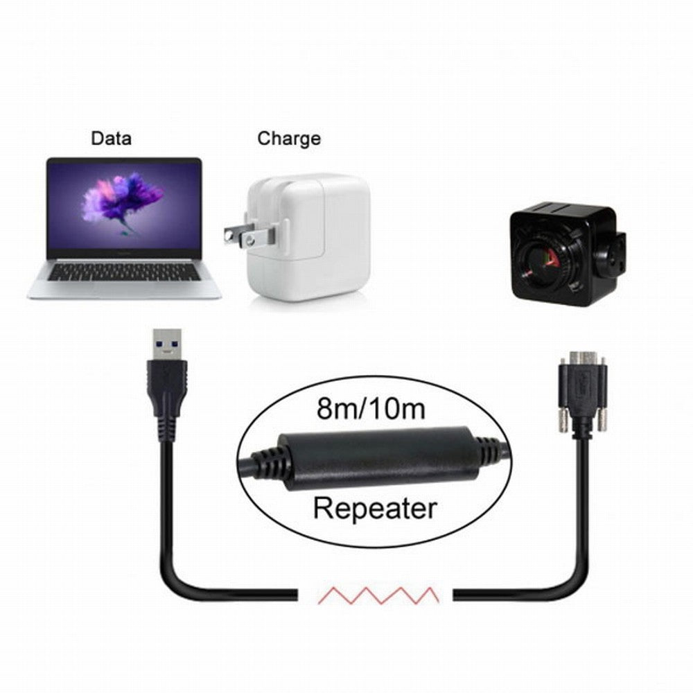 Chenyang 8m USB 3.0 A Type Repeater Cable Male to Micro USB 3.0 B Male with Mount Panel Screws for Camera U3-106-8.0M