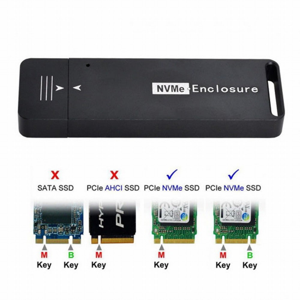 Chenyang USB 3.1 Gen2 10Gbps to NVME PCI-E M-Key Solid State Drive External Enclosure 2230/2242mm U3-047