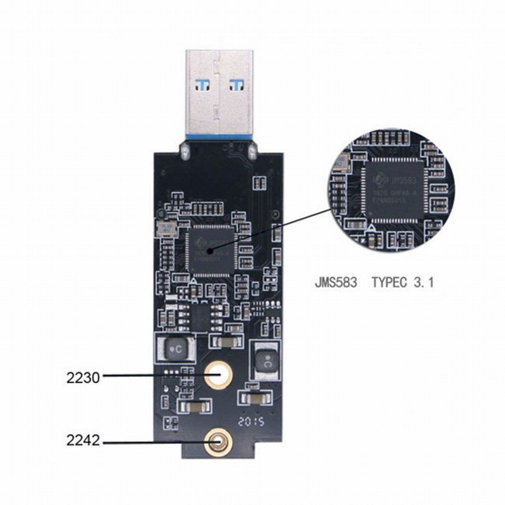 Chenyang USB 3.1 Gen2 10Gbps to NVME PCI-E M-Key Solid State Drive External Enclosure 2230/2242mm U3-047