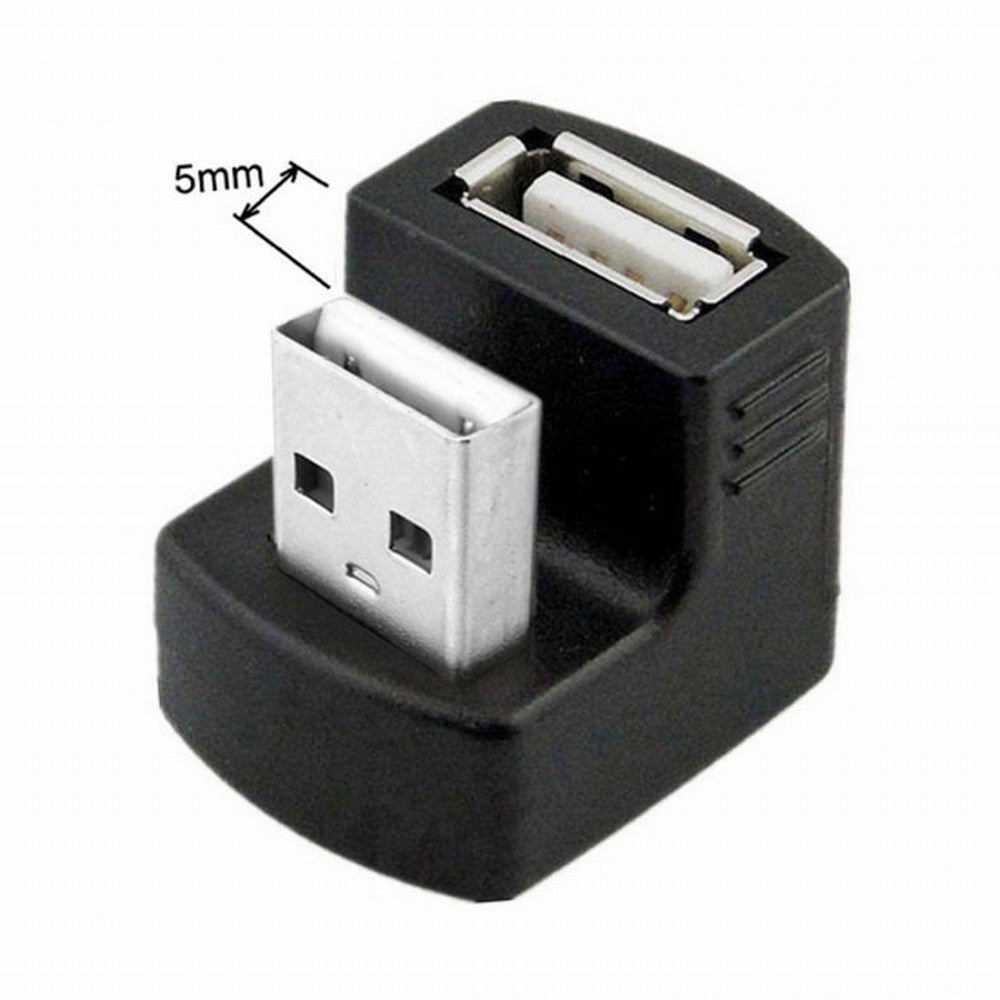 Chenyang Down Angled USB 2.0 Adapter A Male to Female Extension 90 180 360 Degree Black U2-099-DN