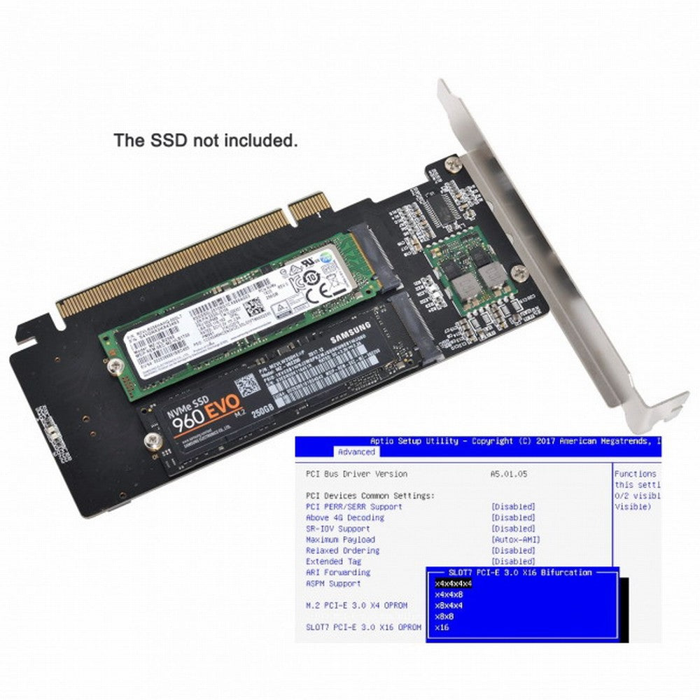 Chenyang 4X NVME M.2 AHCI to PCIE Express 3.0 Gen3 X16 Raid Card VROC Raid0 Hyper Adapter SA-024