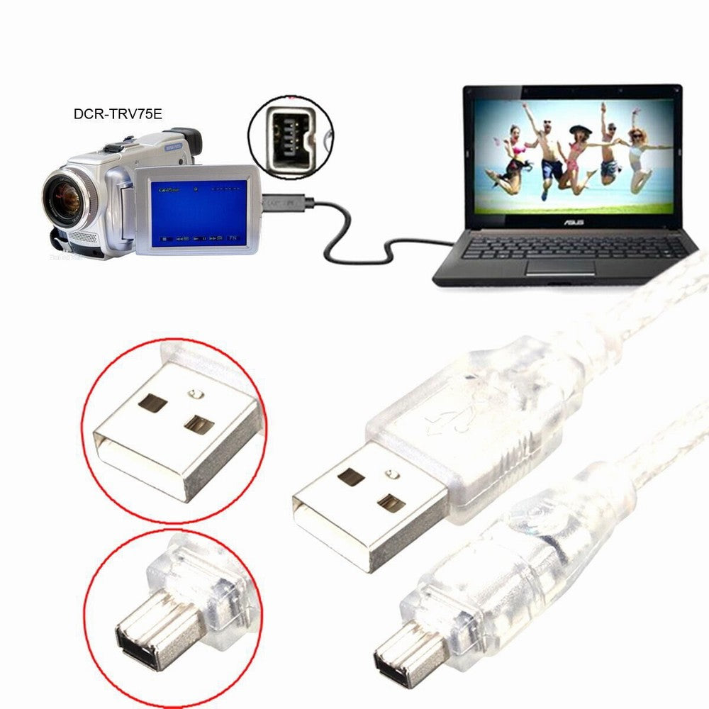 Chenyang USB Male to Firewire IEEE 1394 4 Pin Male iLink Adapter Cord Cable for SONY DCR-TRV75E DV CA-037